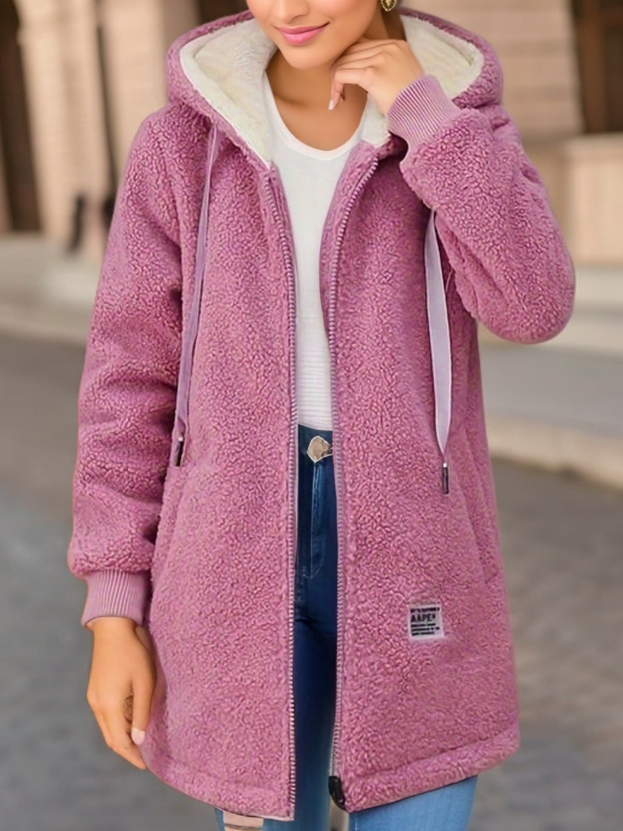 Winter Fleece Hooded Jacket Fashion Casual for Women