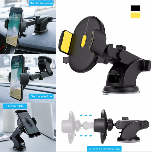 Car Phone Holder Long Rod Telescopic, Car Dashboard Suction Cup Type